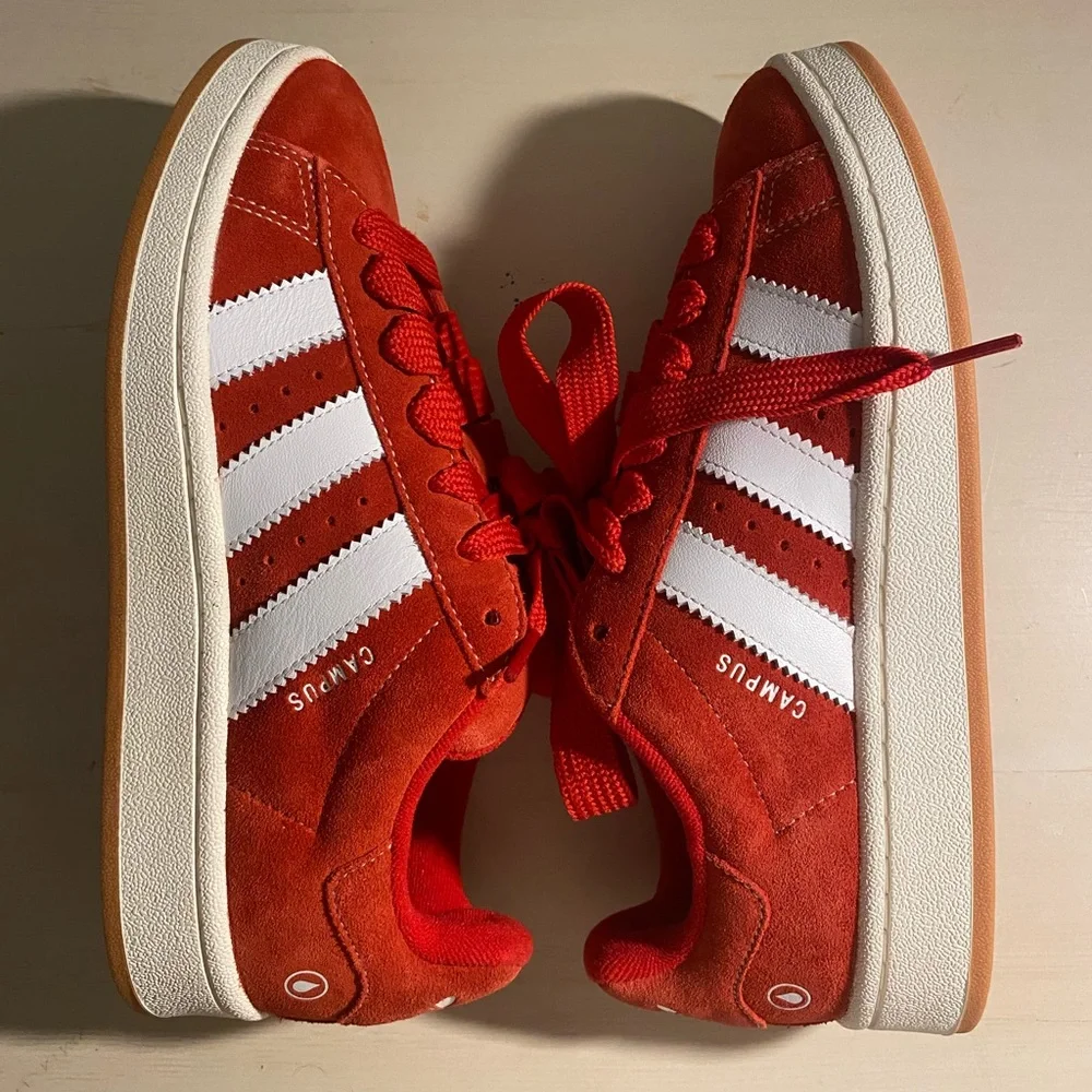 adidas Campus OOS Red Suede Sneakers with Ribbon Laces Unisex NWOT